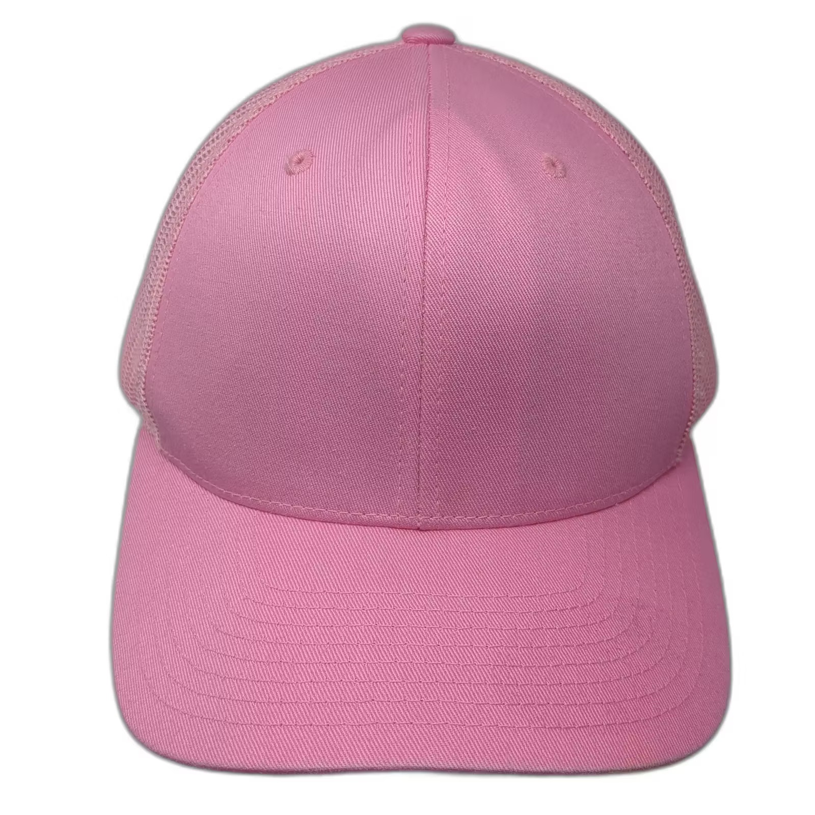 Yupoong Trucker Hat Pink White Os Mesh Back Adjustable Snapback Hat Blank Cap